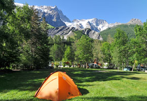 camping avec vue sur la Meije